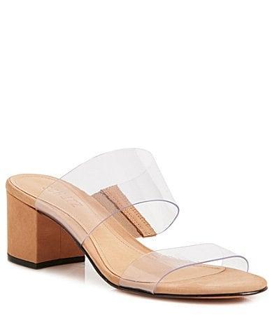 Schutz Victorie Clear Block Heel Dress Slides Product Image