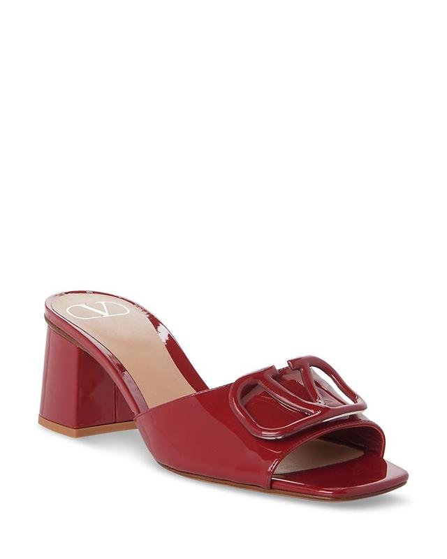 Valentino Garavani Womens Patent Leather Block Heel Slide Sandals Product Image