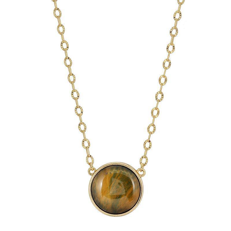 1928 Gold Tone Simulated Honey Tiger Eye Necklace, Womens Product Image