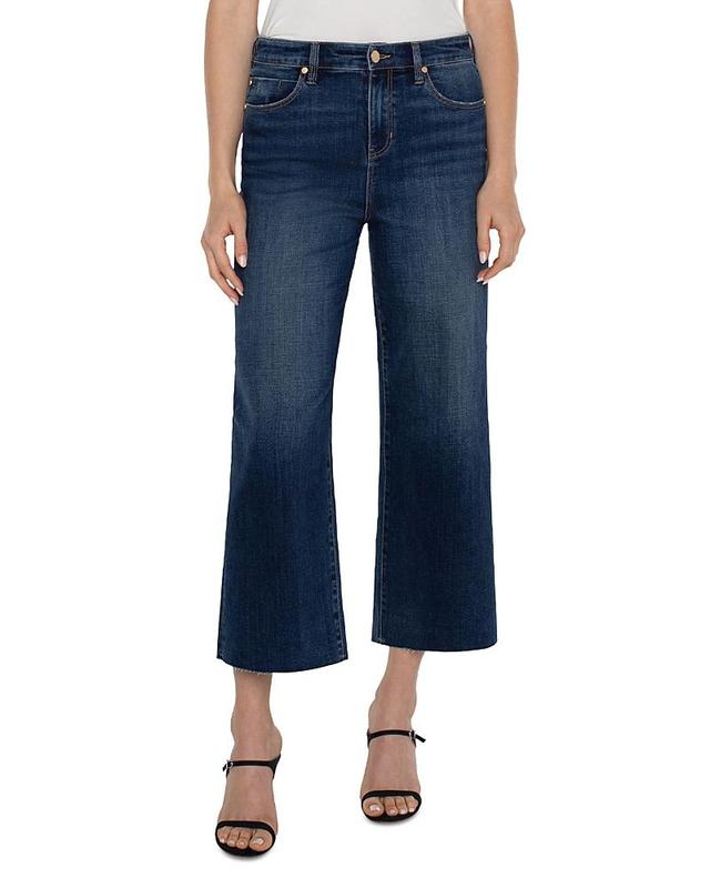 Liverpool Los Angeles Stride Raw Hem High Waist Crop Wide Leg Jeans Product Image