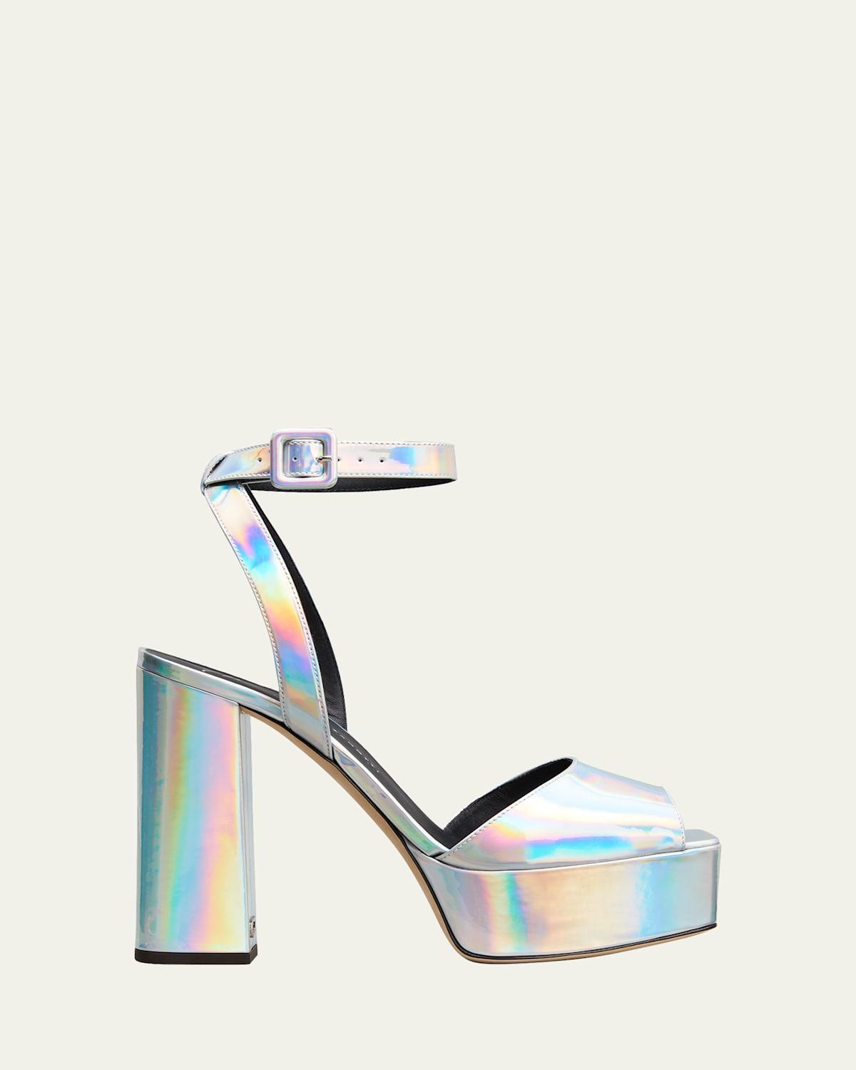 Metropolis Metallic Ankle-Strap Platform Sandals Product Image