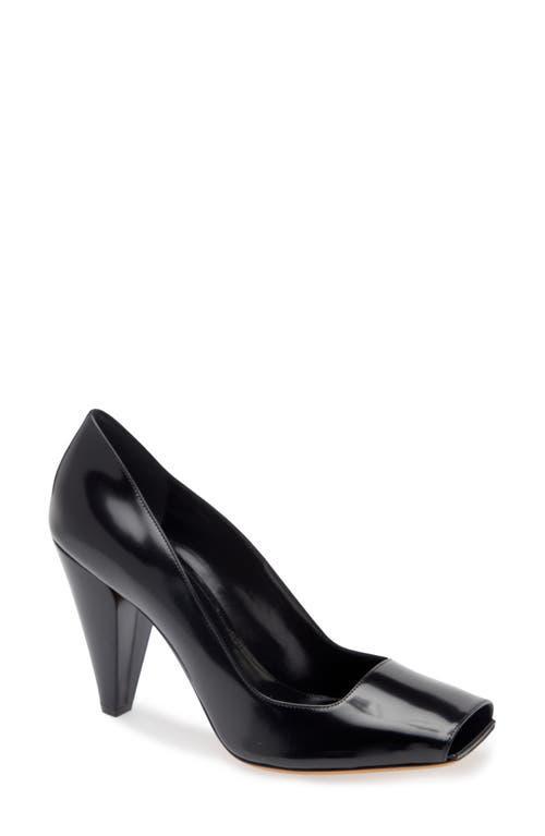 KHAITE Cedar Leather Peep-toe Pumps In Black Product Image