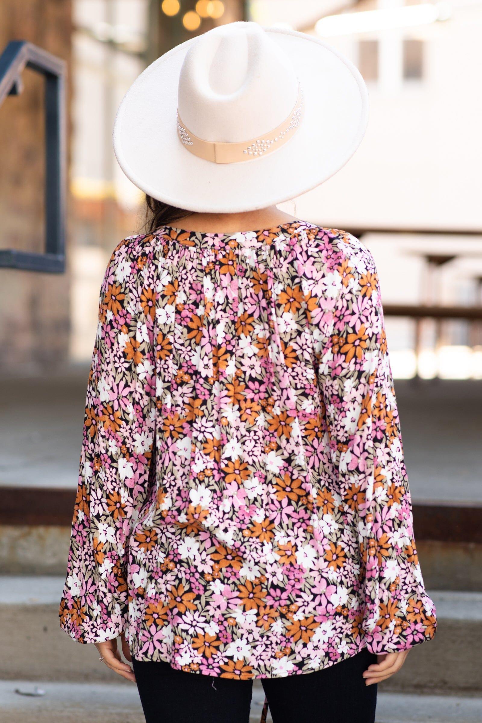 Burnt Orange Multicolor Floral Print Top Product Image