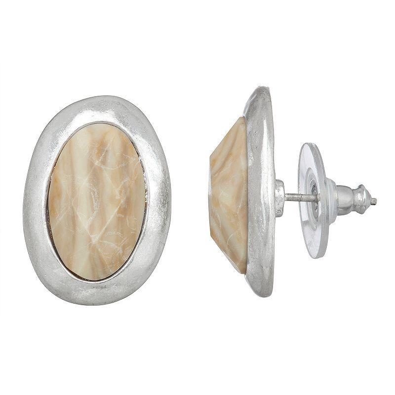 Bella Uno Jasper Stud Earrings, Womens, Silver Tone Product Image