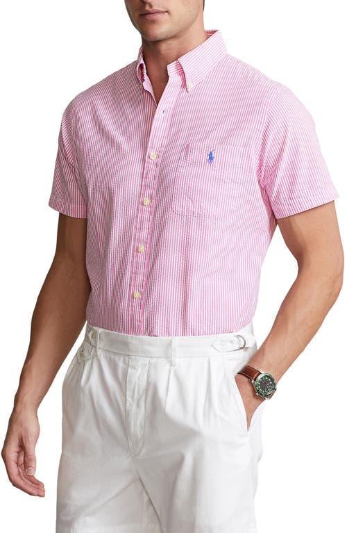 Polo Ralph Lauren Prepster Classic Fit Stripe Short Sleeve Seersucker Button-Down Shirt Product Image