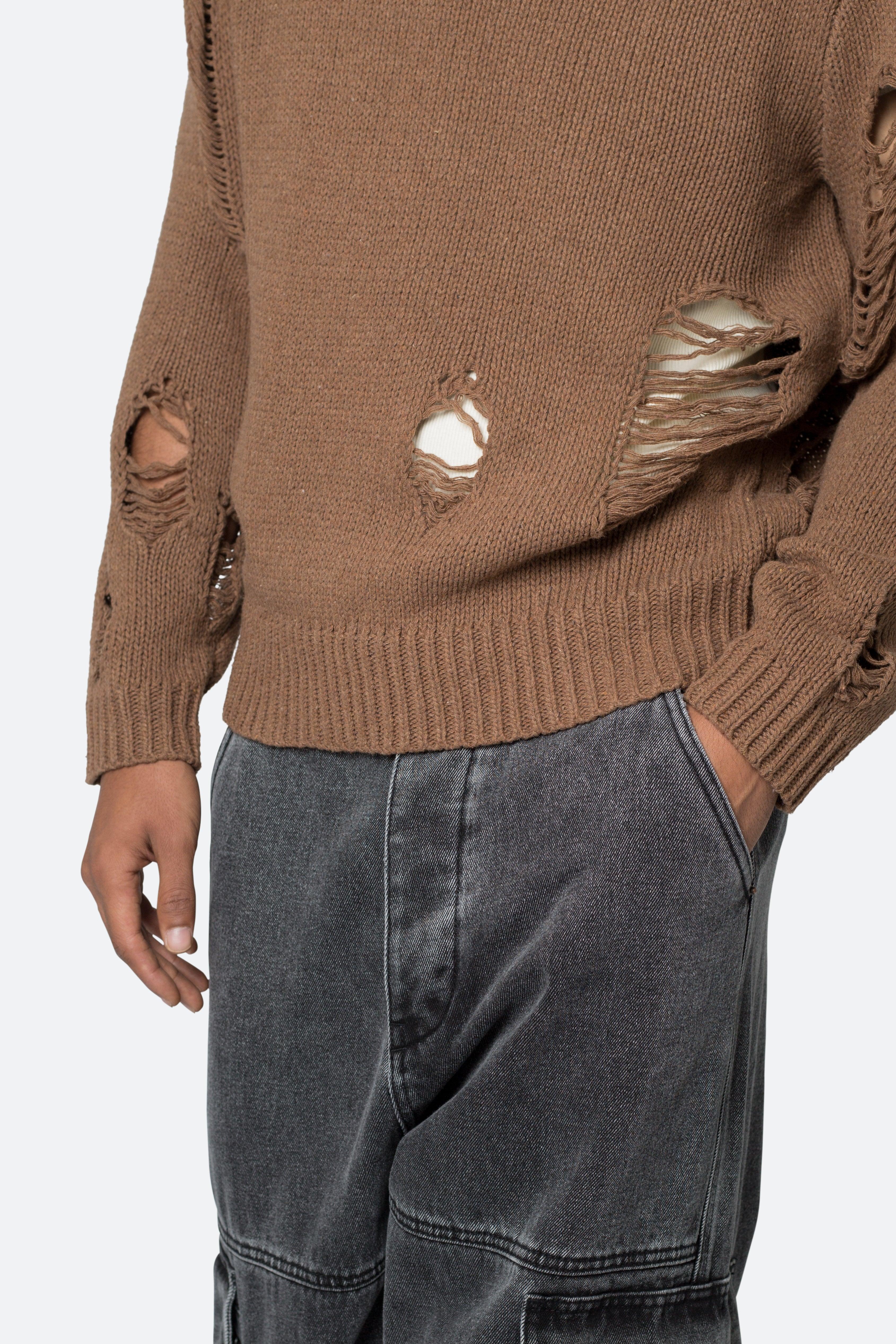 Distressed Sweater - Brown Product Image