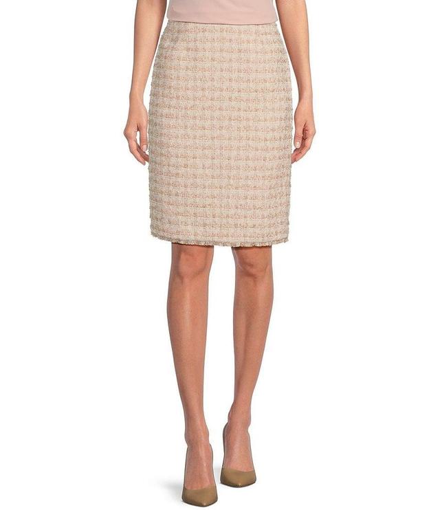 Calvin Klein Tweed Fringe Hem Coordinating Pencil Skirt Product Image