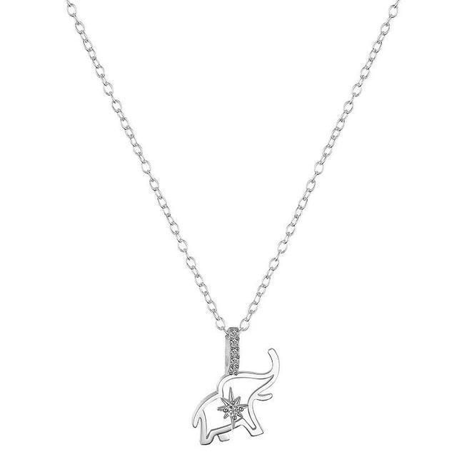 Love This Life Sterling Silver Cubic Zirconia Elephant Pendant Necklace, Womens Silver Tone Product Image