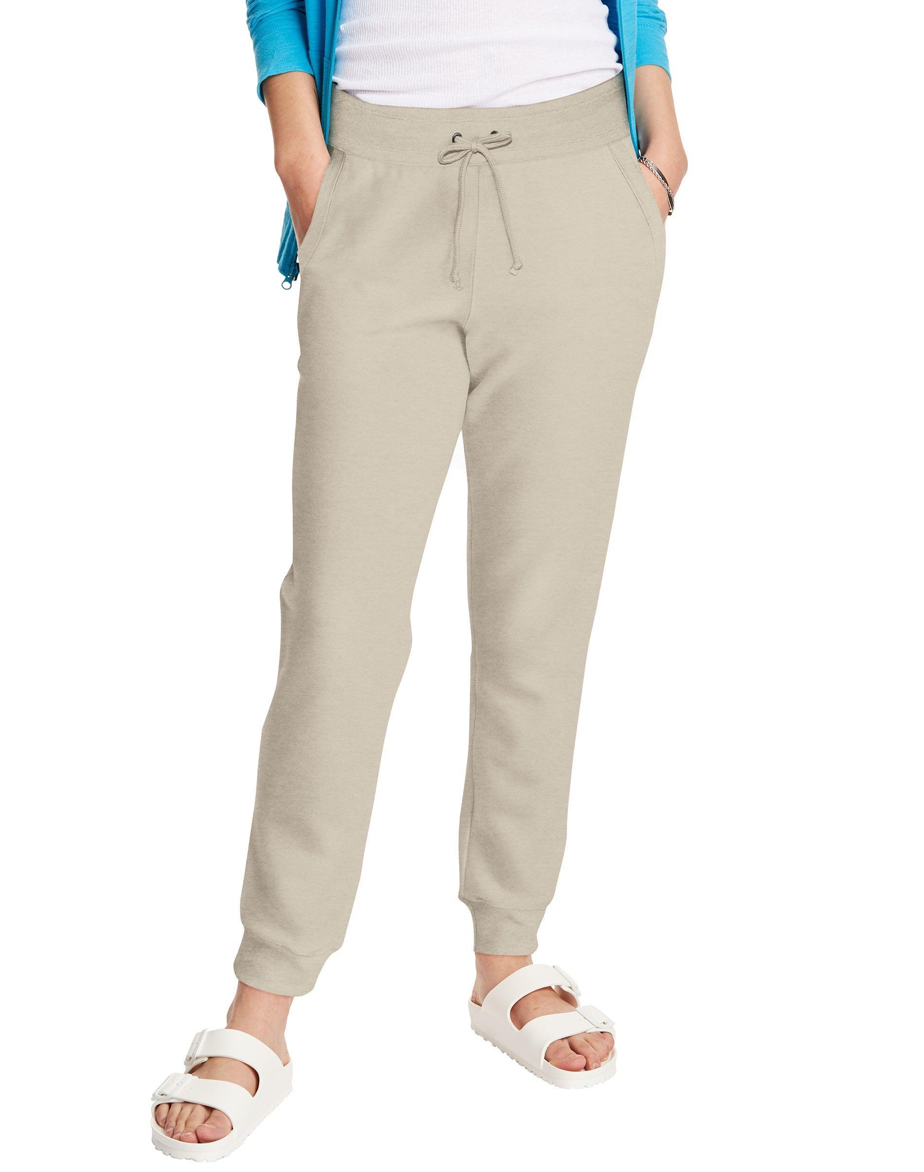 Hanes Womens French Terry Joggers, 30 White 2XL Product Image