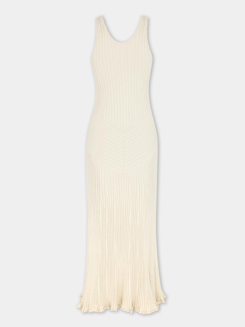 ECRU LONG DRESS IN VISCOSE KNIT Product Image