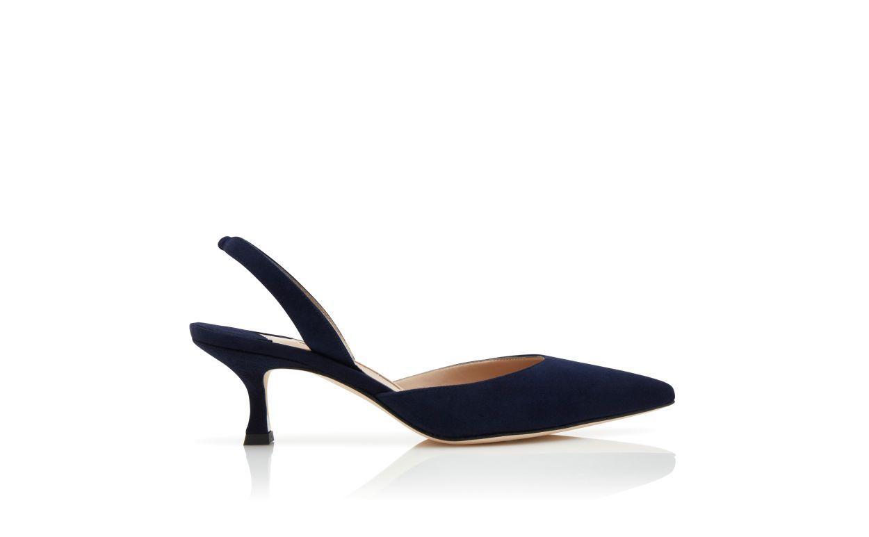 CAROLYNE Navy Blue Suede Slingback Pumps Product Image