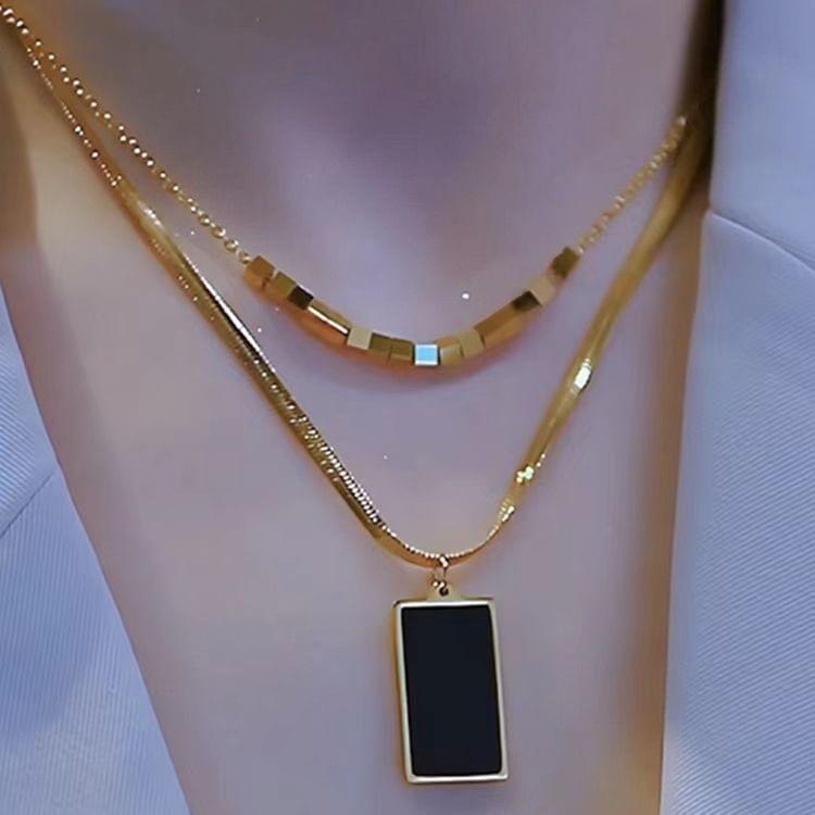 Rectangle Pendant Layered Alloy Choker Product Image