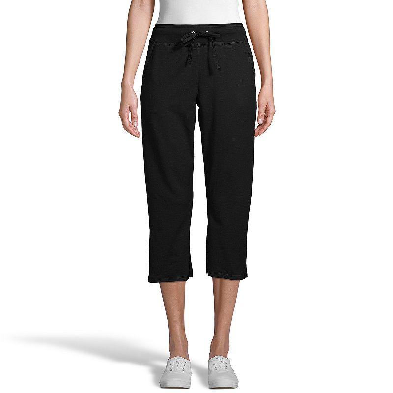 Womens Hanes French Terry Pocket Capris Black Product Image