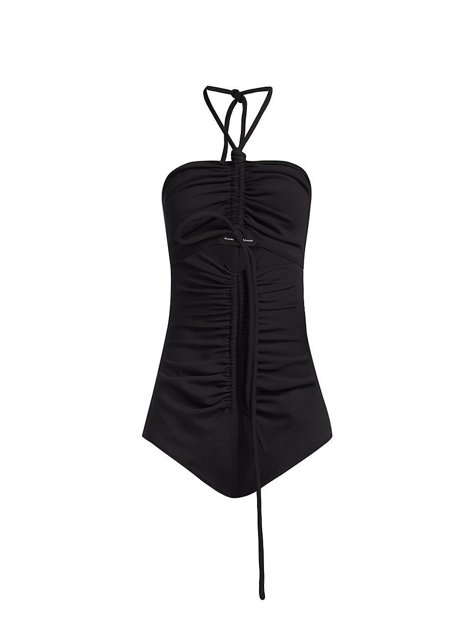 Womens Ruched Halter Bodysuit Product Image