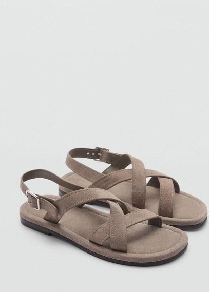 Mango Mens Crossed Straps Suede Leather Sandals Product Image