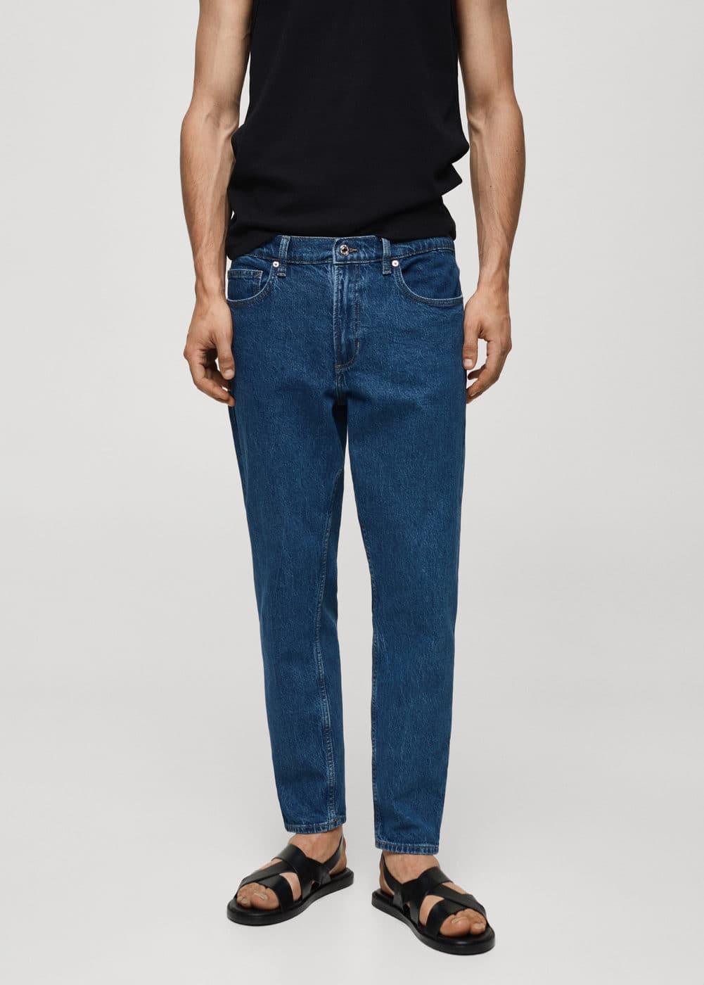 MANGO MAN - Ben tapered cropped jeans dark blueMen Product Image