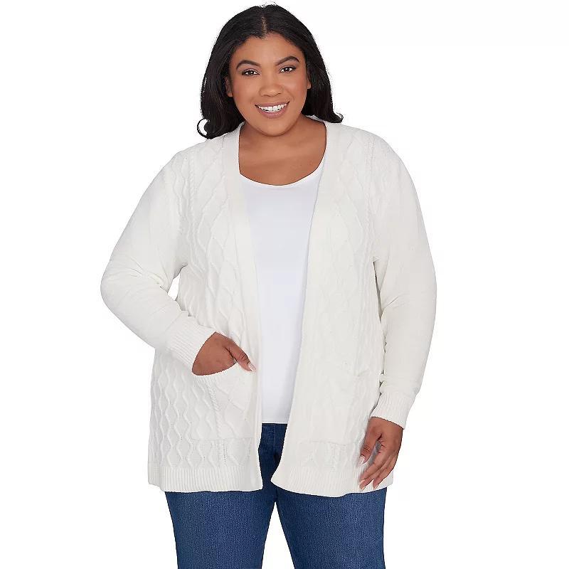 Plus Size Alfred Dunner Chenille Cardigan with Pockets, Womens Product Image