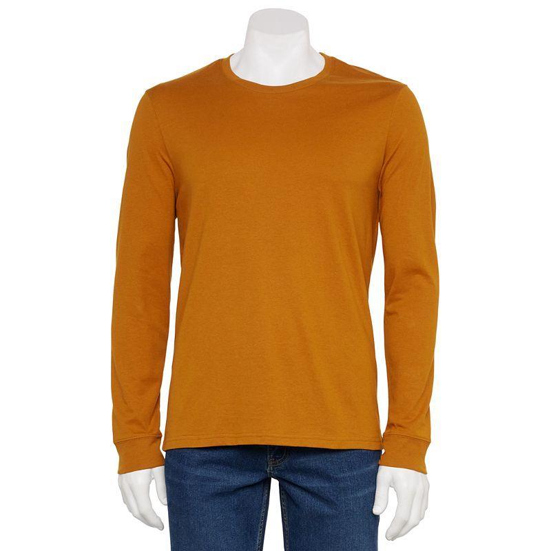 Mens Sonoma Goods For Life Supersoft Long Sleeve Crewneck Tee Drk Orange Product Image