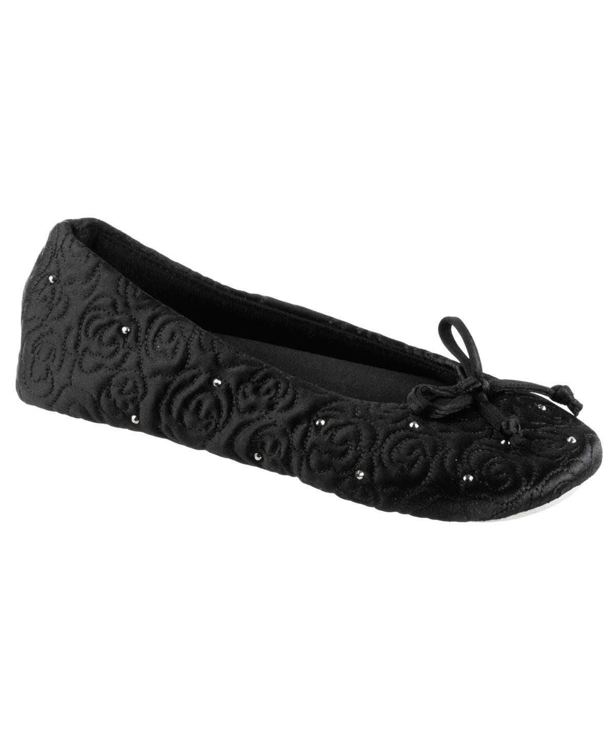 Isotoner Womens Satin with Rhinestones Ballerina Slipper, Online Only Product Image