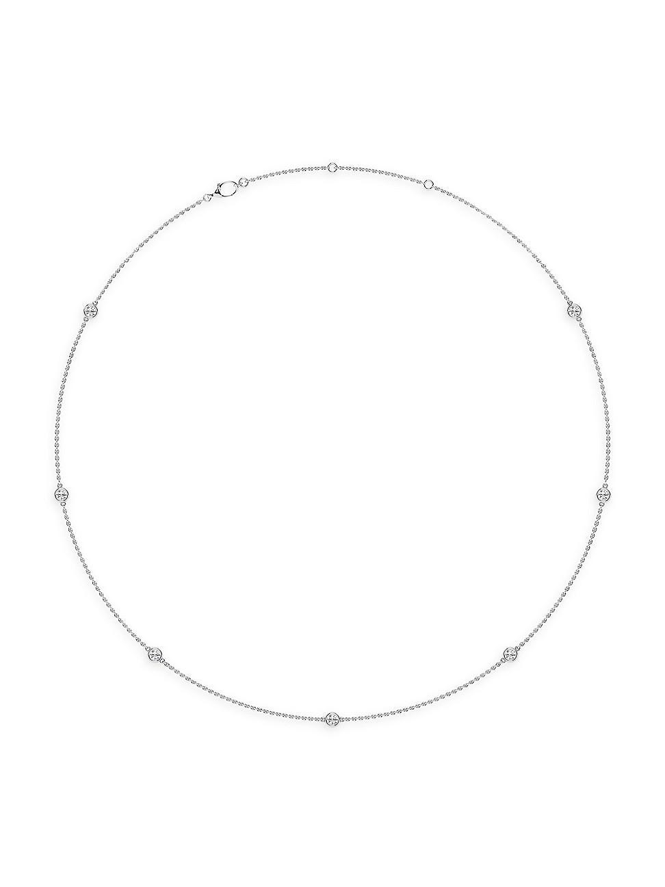 Womens 14K White Gold & Lab-Grown 7-Diamond Station Necklace/0.70-2.10 TCW Product Image