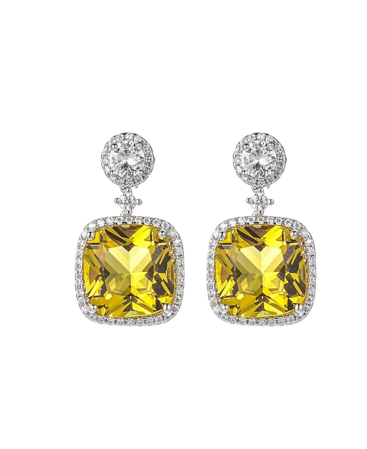 A&M Silver-Tone Light Yellow Square Earrings Product Image