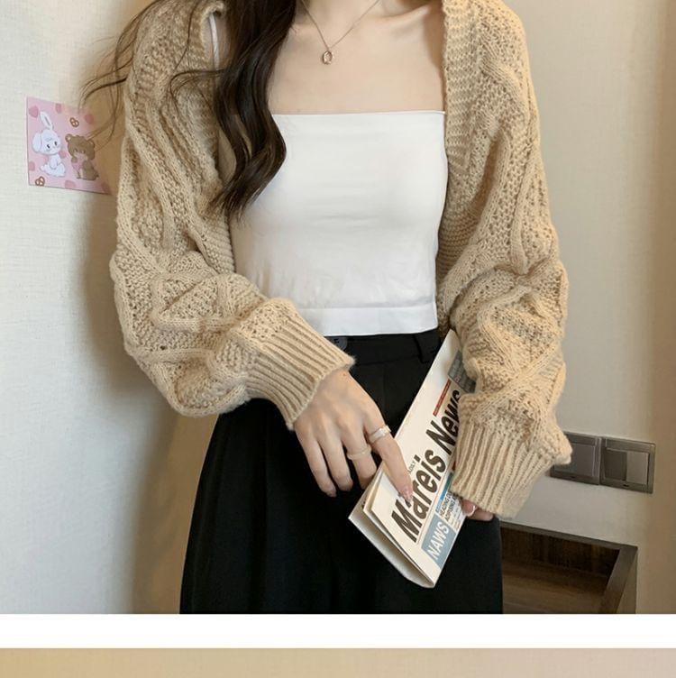 Open Front Cable Knit Shrug Cardigan Product Image