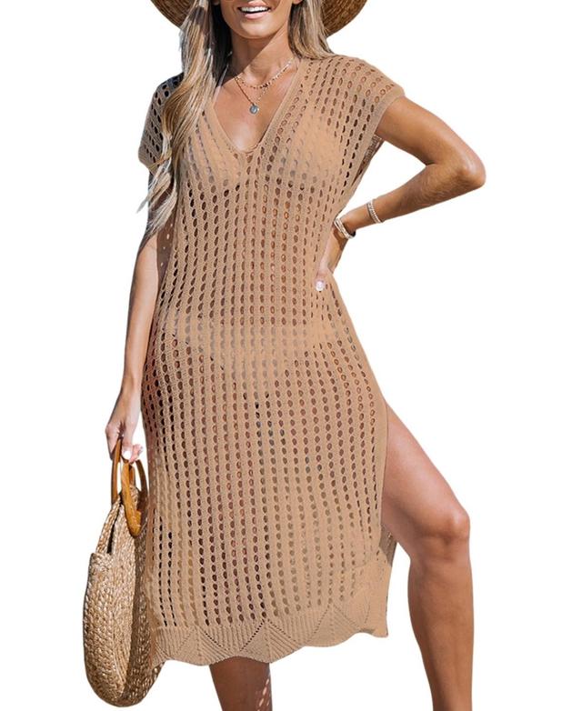 Cupshe Womens Short Sleeve Cut-Out Cover-Up Beach Dress Product Image