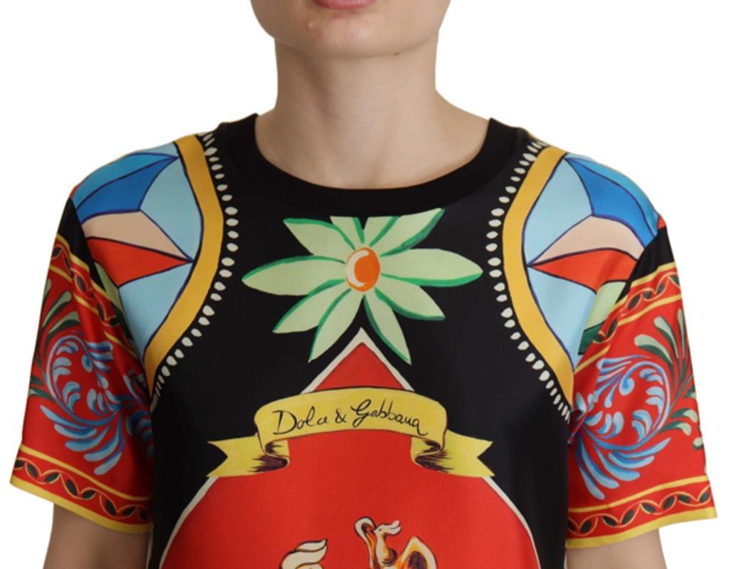 DOLCE & GABBANA Short-sleeved Carretto-print Twill T-shirt In Multicolor Product Image