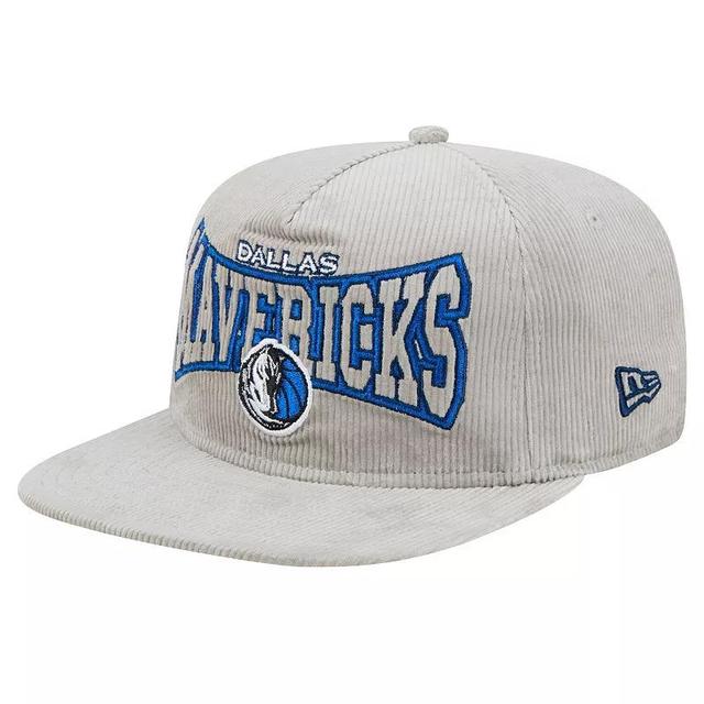 Mens New Era Gray Dallas Mavericks Throwback Corduroy Golfer Snapback Hat Product Image