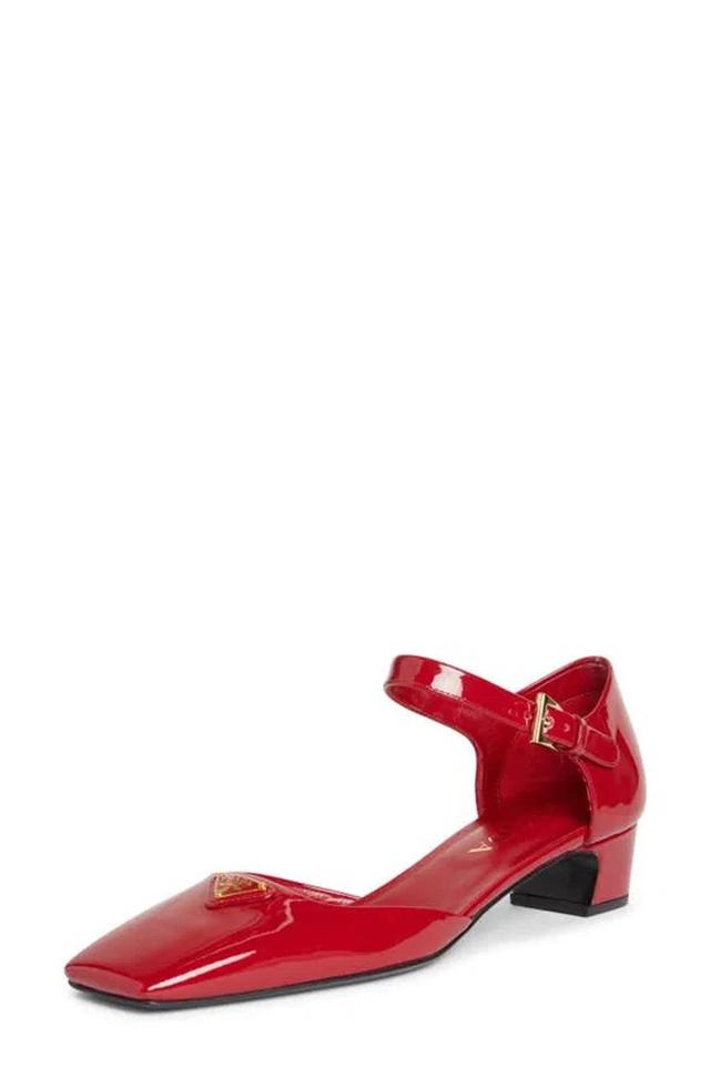 Ankle Strap Patent Ballerina Pump In Red Product Image