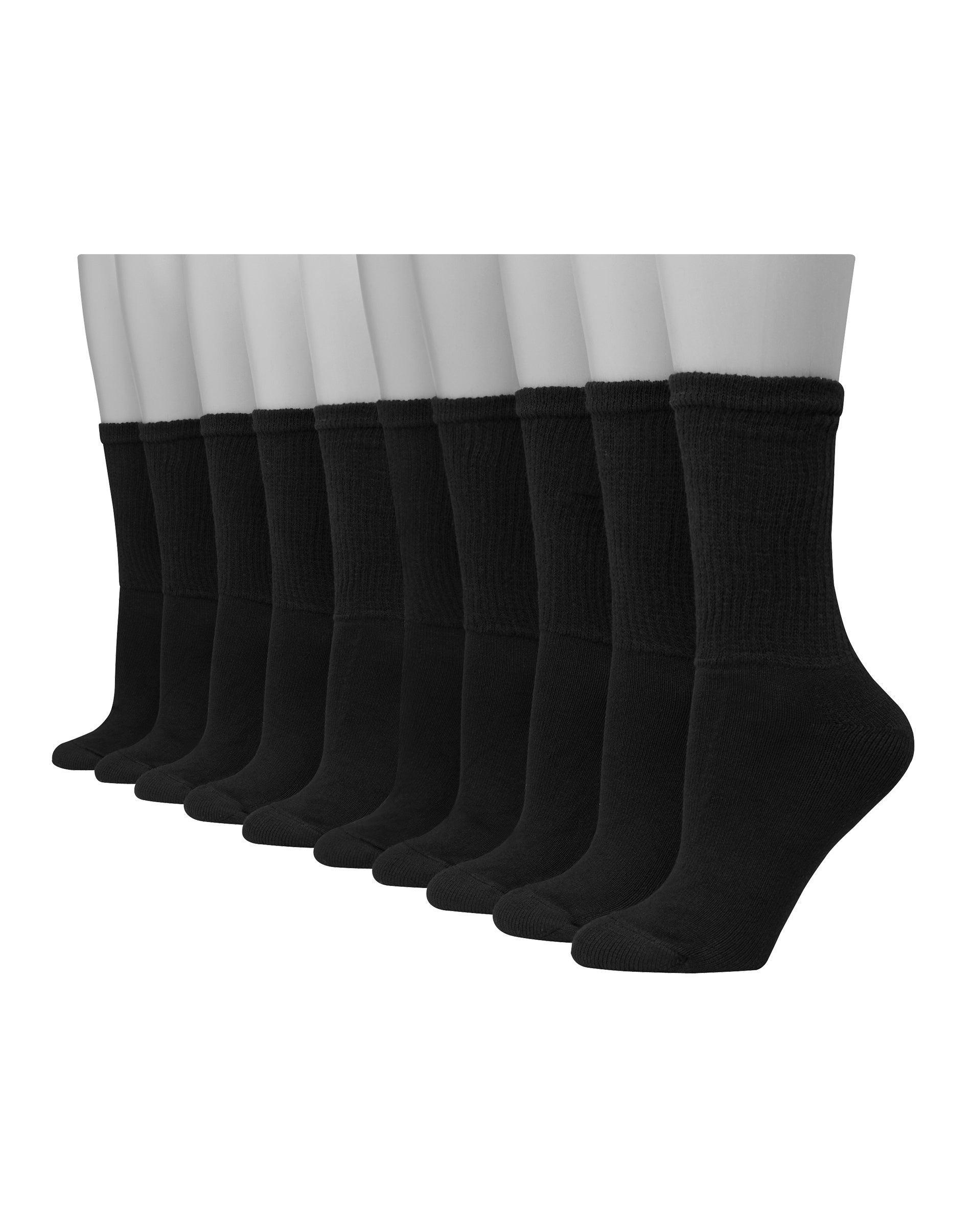 Hanes Womens Extended Size Cushioned 10pk Crew Socks 8-12 Product Image