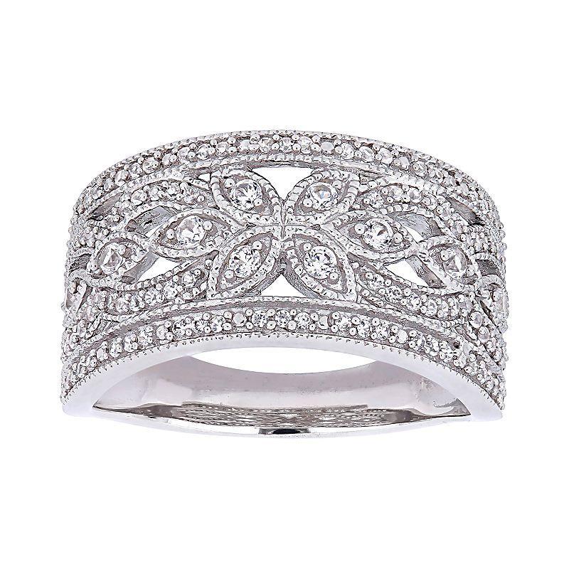 Stella Grace 10k White Gold Lab-Created White Sapphire Filigree Ring, Womens Product Image