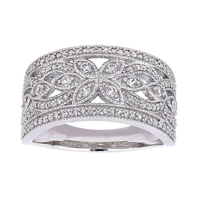 Stella Grace 10k White Gold Lab-Created White Sapphire Filigree Ring, Womens Product Image