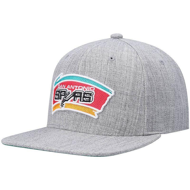 Mens Mitchell & Ness Heathered Gray San Antonio Spurs Hardwood Classics Team 2.0 Snapback Hat Product Image