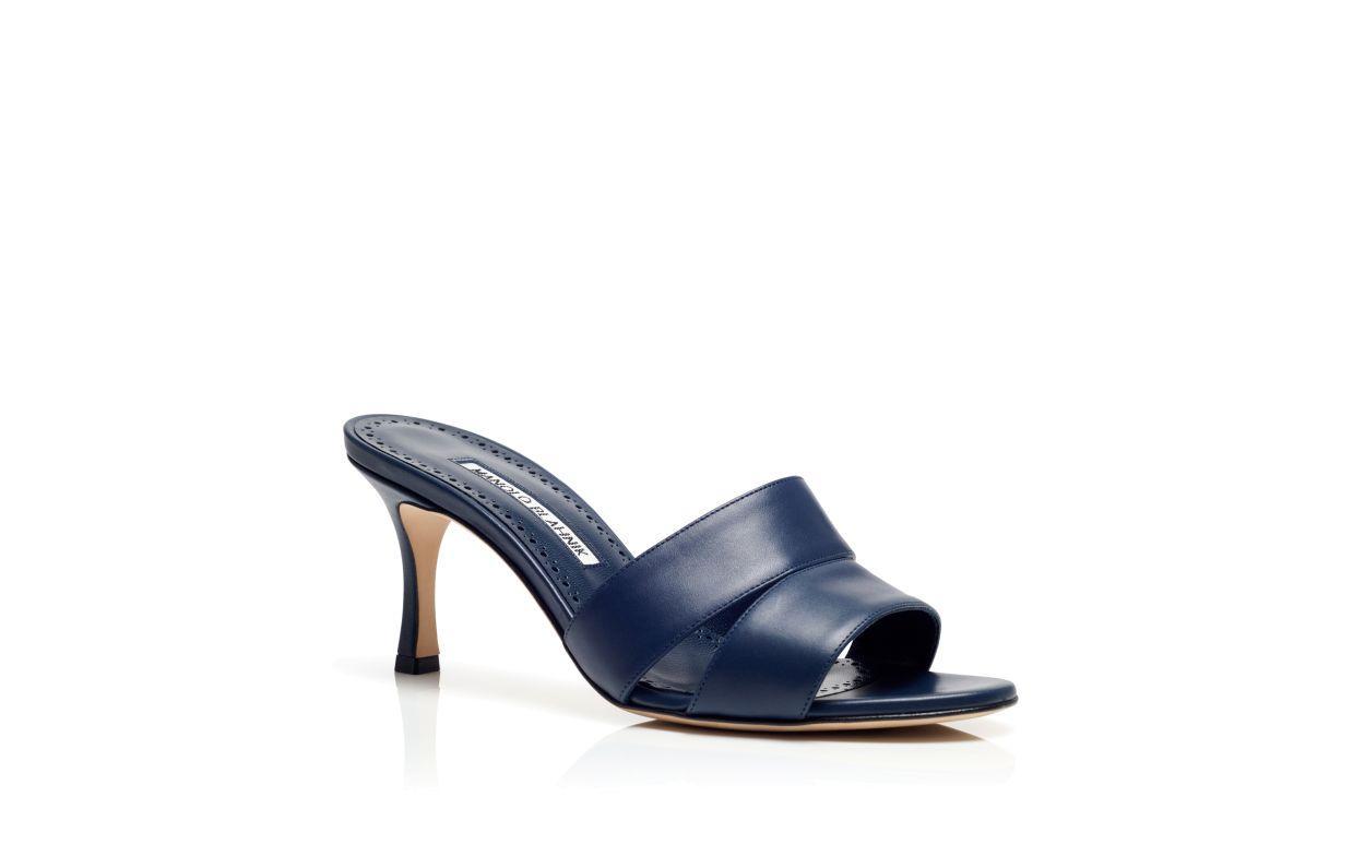 IACOPO Navy Blue Calf Leather Open Toe Mules Product Image