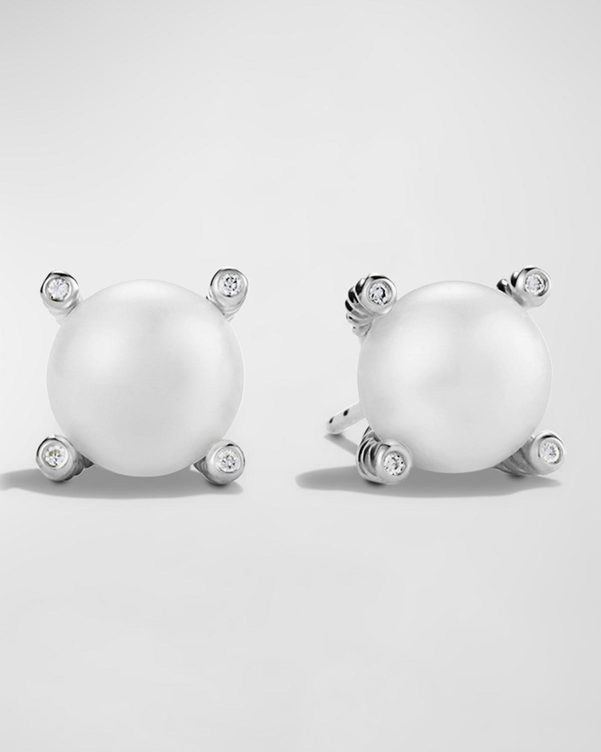 Womens Pearl Earrings with Diamonds product image