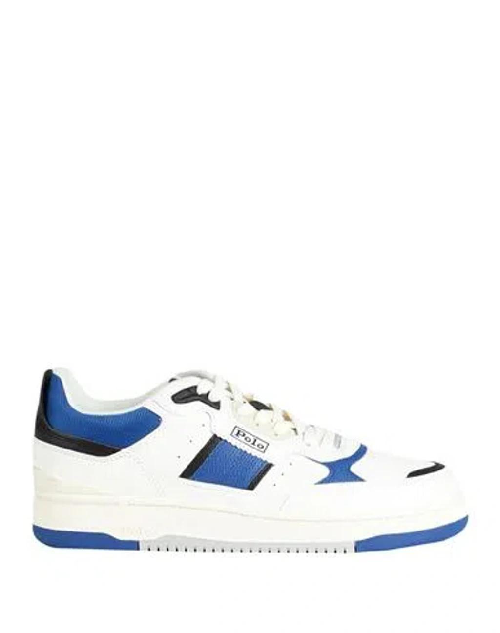 POLO RALPH LAUREN Masters Sport Leather Trainer White Blue Product Image