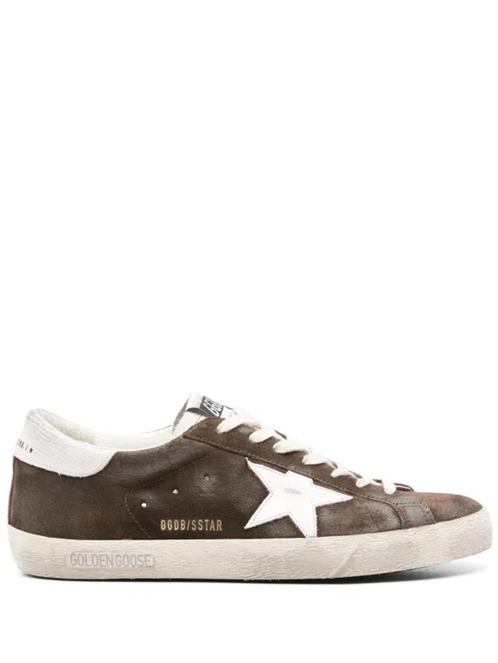 GOLDEN GOOSE Men's Super Star Leather Sneakers In Brown Product Image