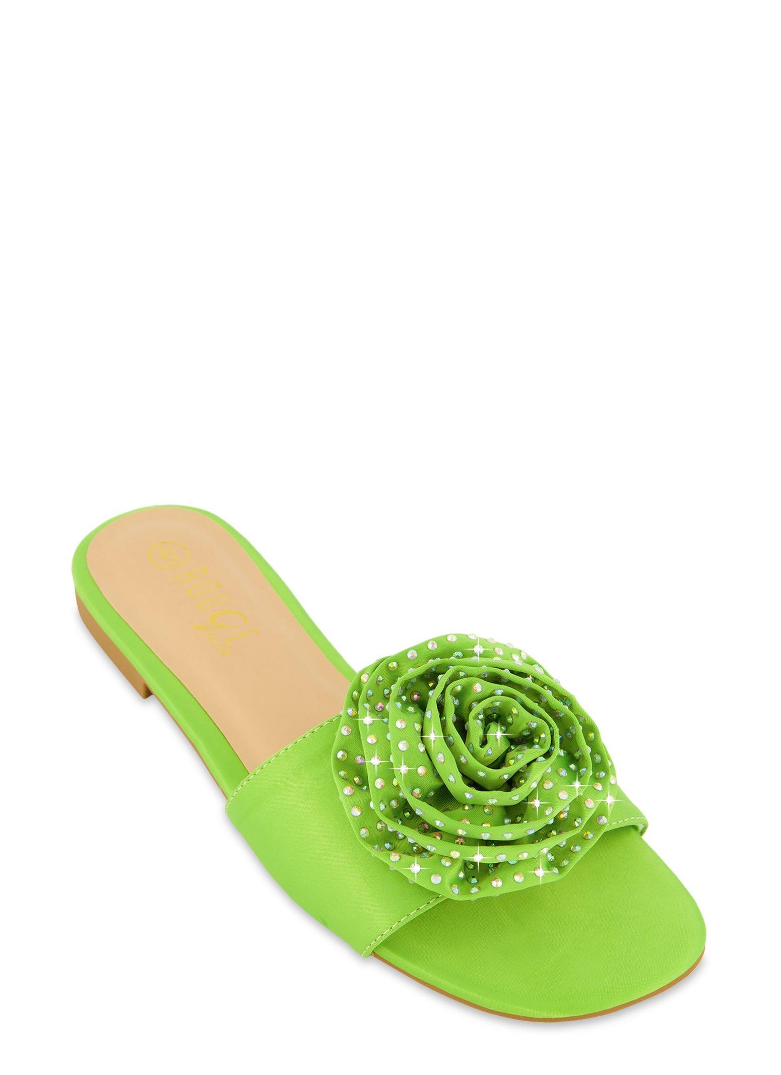 Womens Rhinestone Rose Slide Sandals Product Image