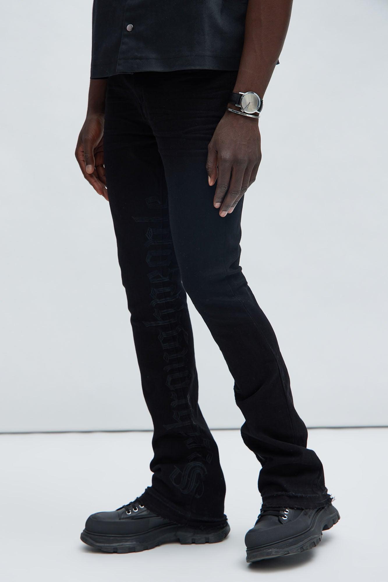 See It Through Stacked Skinny Flare Jeans - Black product image