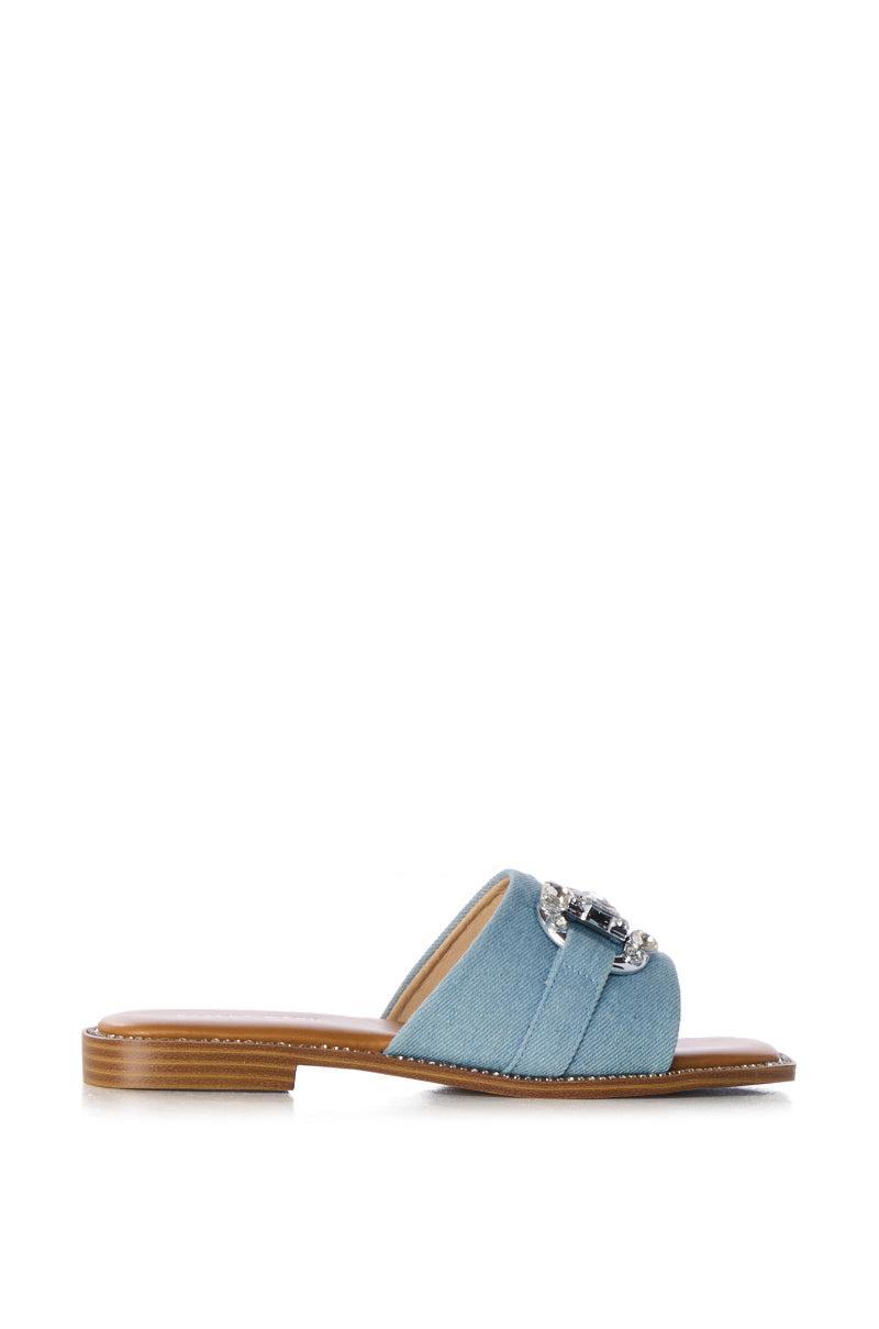 AZALEA WANG MIRIA DENIM AND DIAMOND SLIP ON SANDAL Product Image