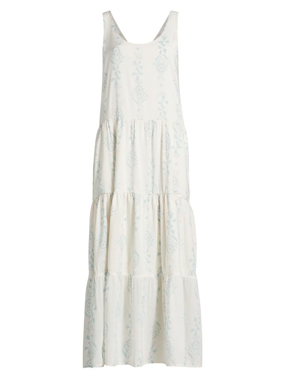 Womens Floral Tiered Swing Maxi Dress Product Image