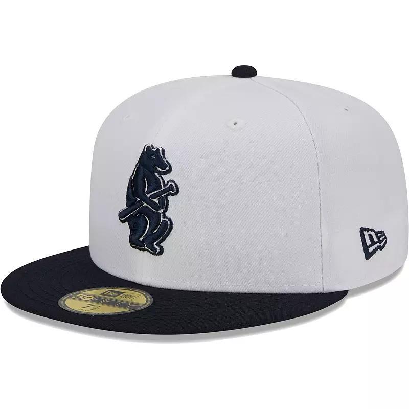 Mens New Era White, Navy Chicago Cubs Optic 59FIFTY Fitted Hat Product Image