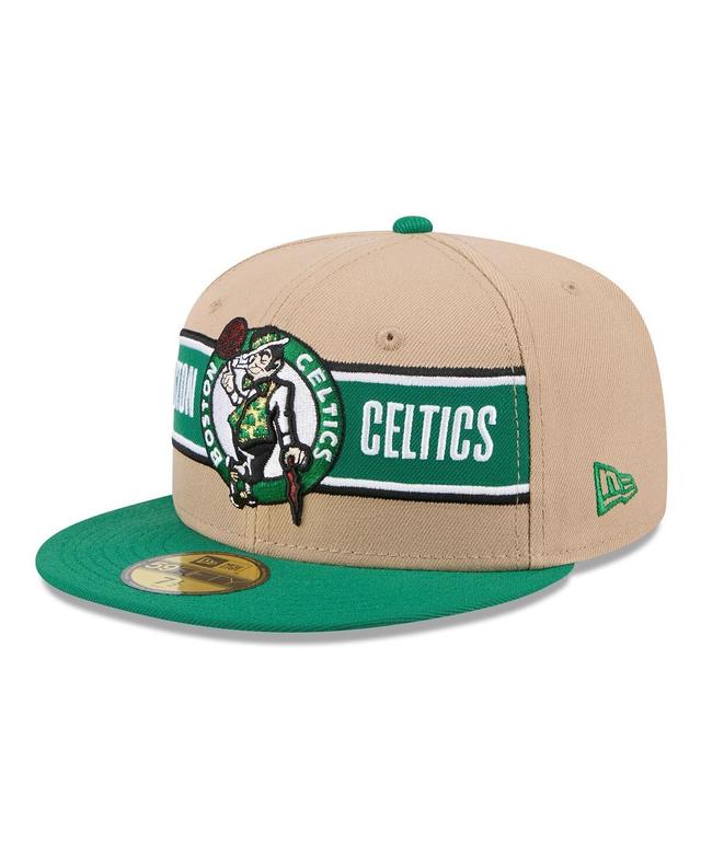 Mens New Era Tan/Kelly Green Boston Celtics 2024 NBA Draft 59FIFTY Fitted Hat Product Image