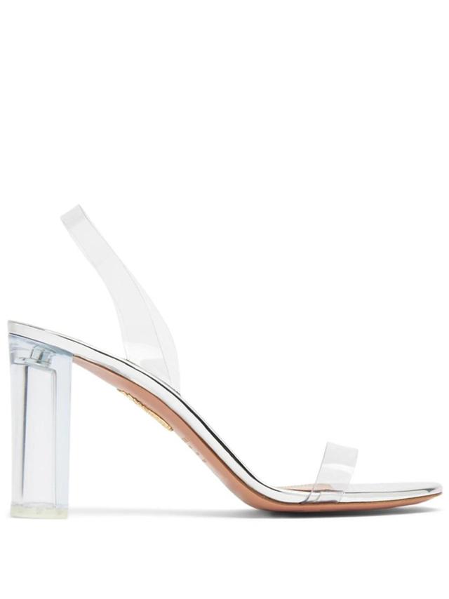 AQUAZZURA So Nude 105 Pvc Slingback Sandals In Silver Product Image