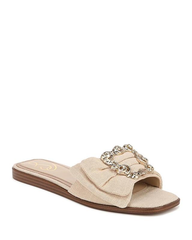 Sam Edelman Ivana Denim Buckle Detail Square Toe Flat Slide Sandals Product Image