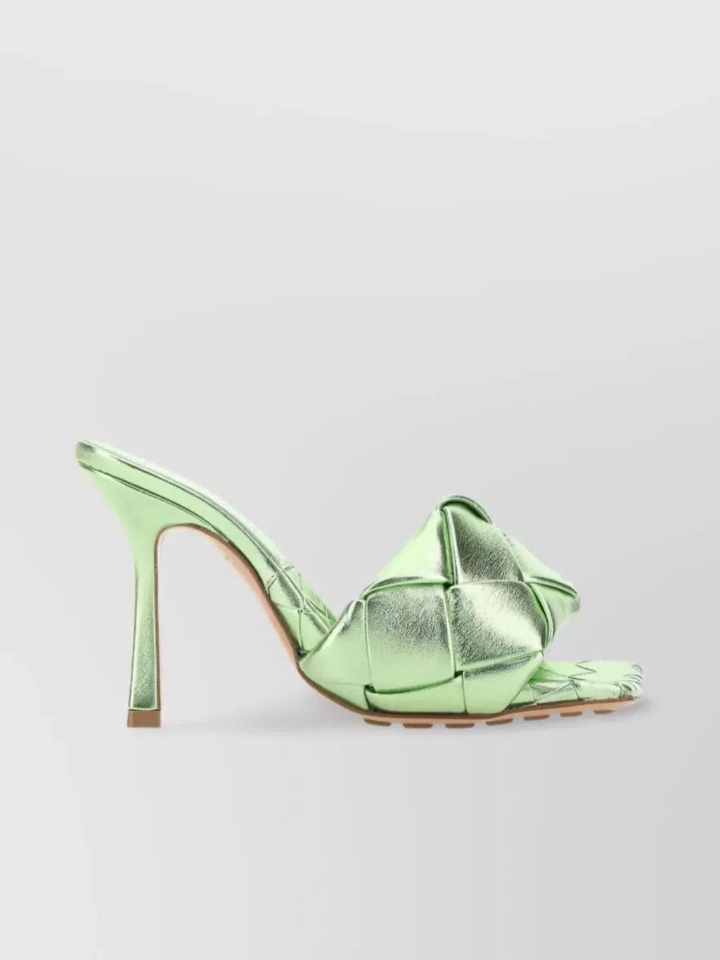 BOTTEGA VENETA Nappa Leather Sandals With Squared Toe And Braided Design In Green Product Image