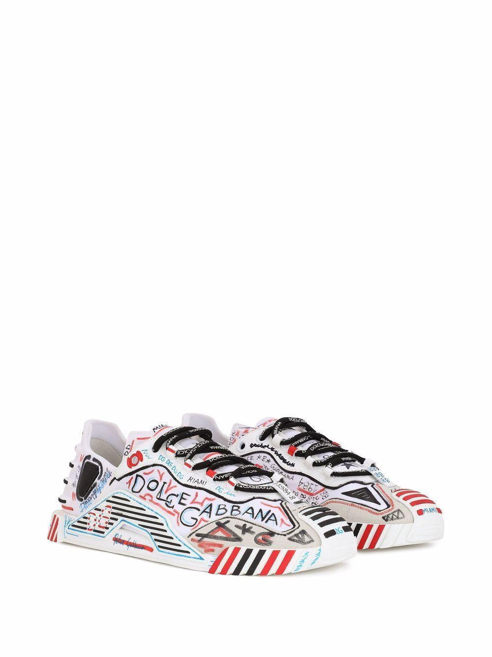 Graffiti Logo Print Sneakers In White Product Image