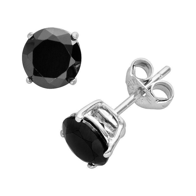 Sterling Silver Cubic Zirconia Stud Earrings, Womens, Black Product Image