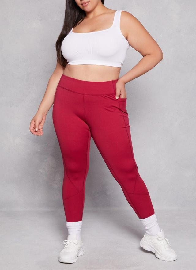 Womens Plus Size Side Pocket High Waist Leggings Product Image